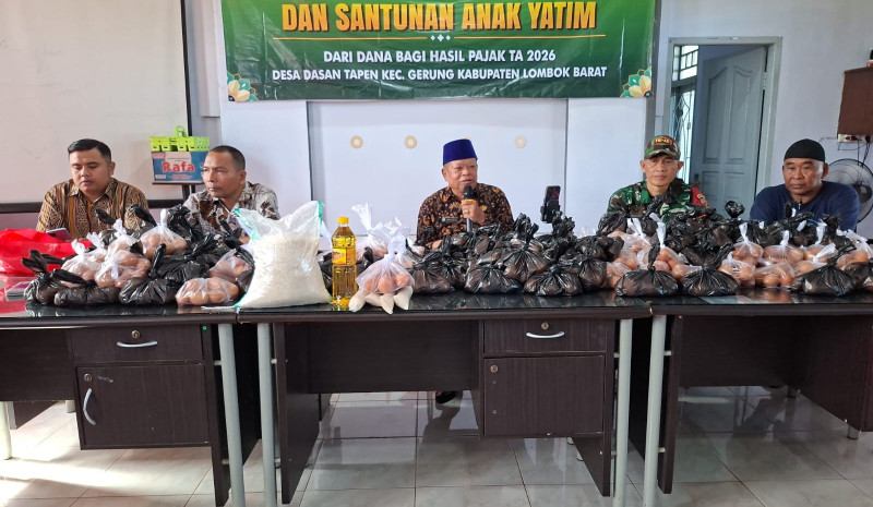 Wujud Kepedulian, Pemdes Dasan Tapen Salurkan 200 Paket Sembako dan Santunan bagi 75 Anak Yatim